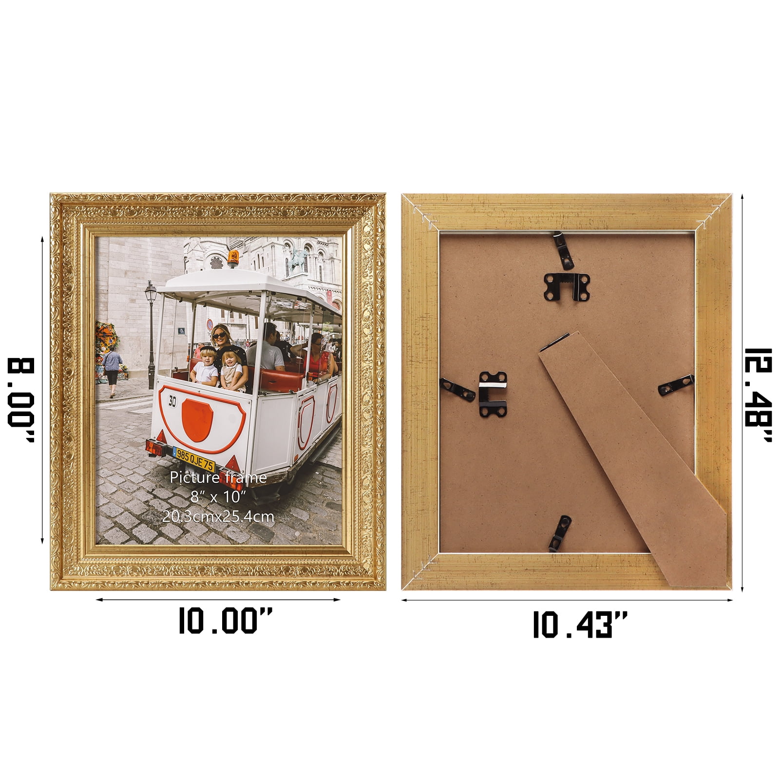 8x10 Picture Frames Set of 2-Chic Style, Gold 8 by 10 photo Frames for Wall-Mount and Tabletop