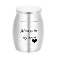 thumbnail image 2 of Walbest Small Keepsake Urns for Ashes Mini Cremation Urns for Ashes Stainless Steel Memorial Ashes Holder Boxes-Always in my heart, 2 of 6