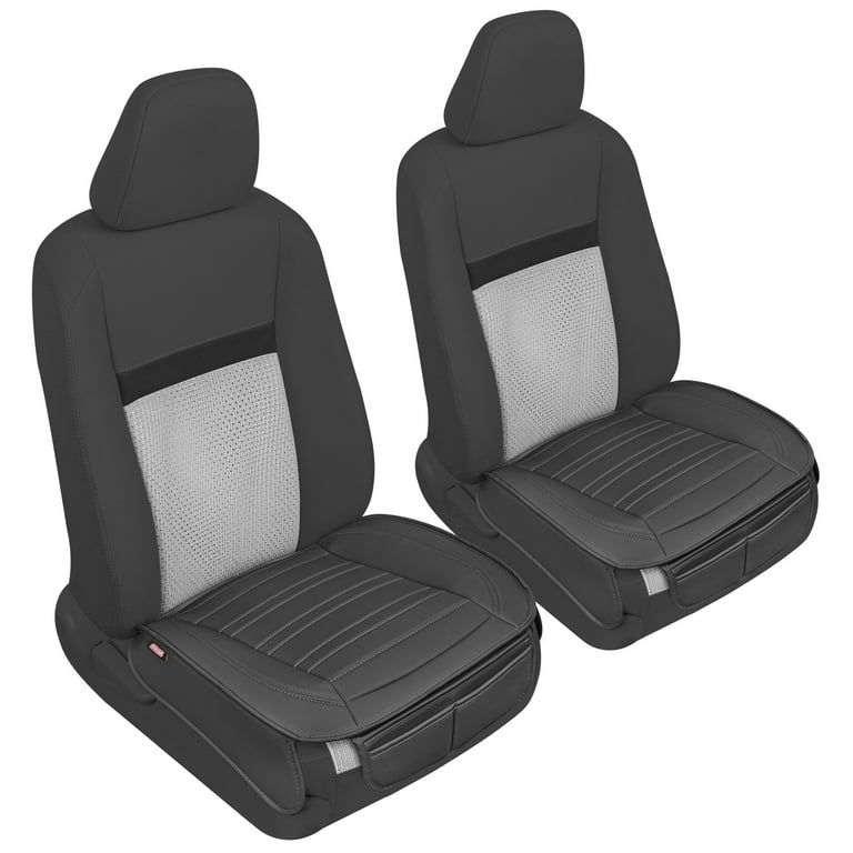 Motor Trend OmniFit Car Seat Covers, Full Set in Gray & Black – Two-Tone  Front Seat Covers with Hooded Split Bench Seat Cover, Universal Car Seat