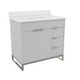 thumbnail image 3 of CosmoLiving Leona 36" Bathroom Vanity, Gray with Silver Metal, 3 of 18