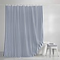 thumbnail image 4 of Shower Curtains for Bathroom-36"x72",Abstract Navy Blue Stripe Waterproof Bath Curtain Grommet Shower Curtain Set with Hooks, 4 of 9