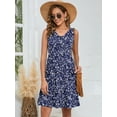 thumbnail image 3 of Chiclily Women Summer Dresses Sleeveless Casual Loose Swing Button Down Midi Dress with Pockets, Vine Flower S, 3 of 6
