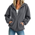 thumbnail image 2 of YanHoo Corduroy Hoodies for Women Long Sleeve Zip Up Hooded Sweatshirts Loose Solid Color Pullover Tops with Pocket, 2 of 7