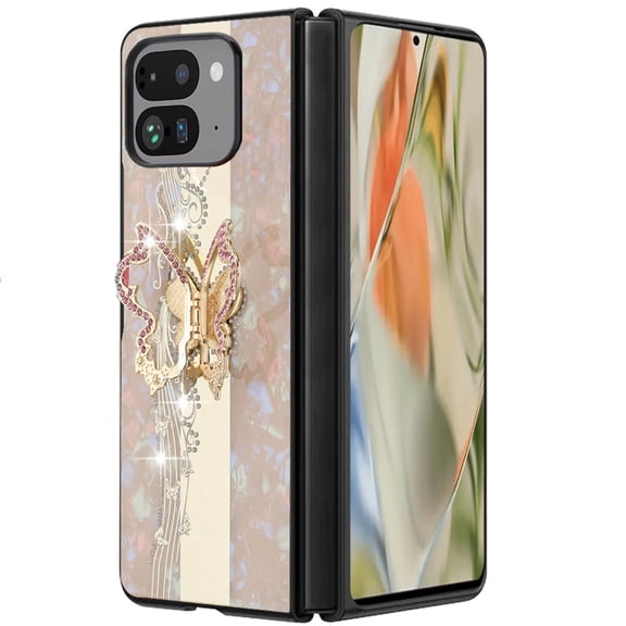 XPM for Google Pixel 10 Pro Fold Phone Case, Diamonds 3D Butterfly Bling Sparkly Glitter Ornaments Engraving Hybrid Metal Stylish Fashion Cover for Pixel 10 Pro Fold (Enchanted Butterfly Gold)