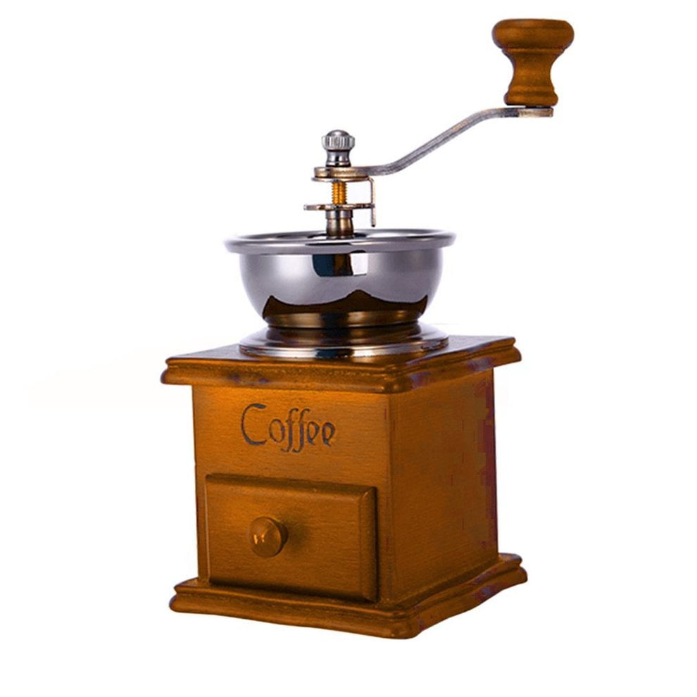 Coffee Grinder Coffee Maker Bean Grinder Antique Appearance Wooden Base
