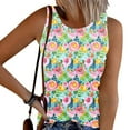 thumbnail image 2 of GNFQXSS Womens Crew Neck Tank Top Print Sleeveless Top Casual Beach Vacation Lightweight Flowy Top Multicolor L, 2 of 5