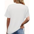 thumbnail image 3 of Camiseta informal de manga corta con estampado floral elástico - Diseño de conejito y huevo de Pascua para mujer - Perfecta para uso diario en primavera y verano. Camiseta para adultos, hombres, mujer, 3 of 6