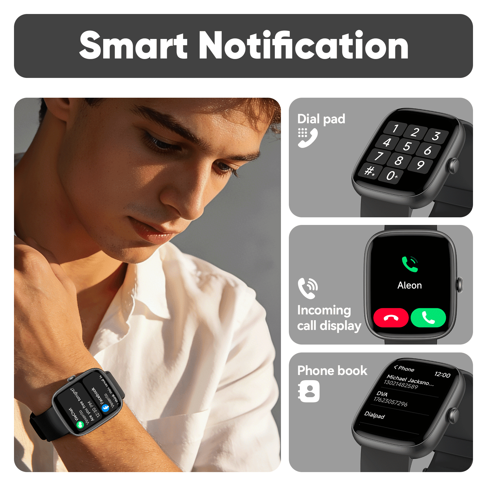 Smart Watches for Men Women (Answer/Make Calls), 1.83" Touchscreen Fitness Watch with 110+ Sport Modes, Fitness Tracker, IP68 Waterproof Smartwatch for Android Ios Black