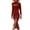 Red, variant on ChaoHeng Dresses for Women Long Sleeve Dresses Long Sleeve Casual Ladies' Hollow Solid Color Slim Slit Long Sleeved Round Neck High Neck Hip Hugging Dress