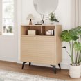 thumbnail image 1 of Armoire de Rangement Cannelée, Buffet avec Rangement et Étagères Ajustables pour Salon, Cuisine, Entrée, Bois Naturel/noyer, 1 of 8