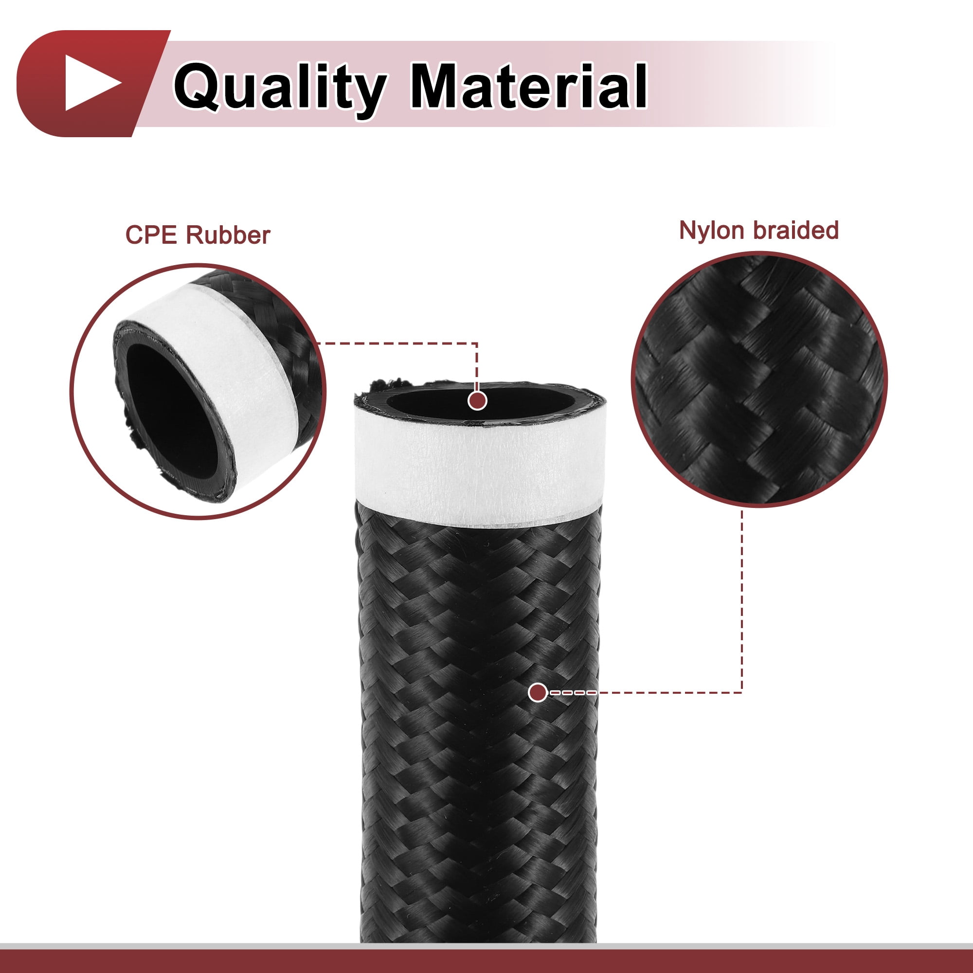 Unique Bargains 10ft AN16 Fuel Line Hose Automotive Fuel Hose Black 1.1"ID 1.4"OD