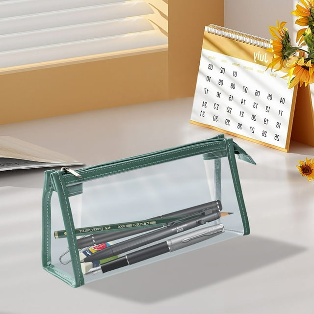 Fiudx Estuche Transparente de Gran Capacidad, Elegante y Colorido Material de Pvc, Multifuncional para Guardar Artículos de Papelería y Cosméticos, Ideal para Viajes y La Escuela, Tamaño 21,8 X 11 X