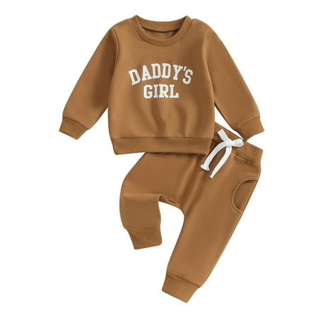

Toddler Girls 2 Piece Outfit Letter Print Long Sleeve Sweatshirt and Elastic Pants Set 6 9 18 24M 3T Baby Cute Fall Clothes