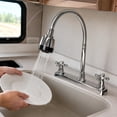 thumbnail image 4 of RV Kitchen Faucet 8 Inch Widespread Metallic Camper Sink Faucet, 360° Flexible Gooseneck Swivel Sprayer Head with 2 Water Flow Modes for Campers Motorhome Mobile Home, Chrome, 4 of 8