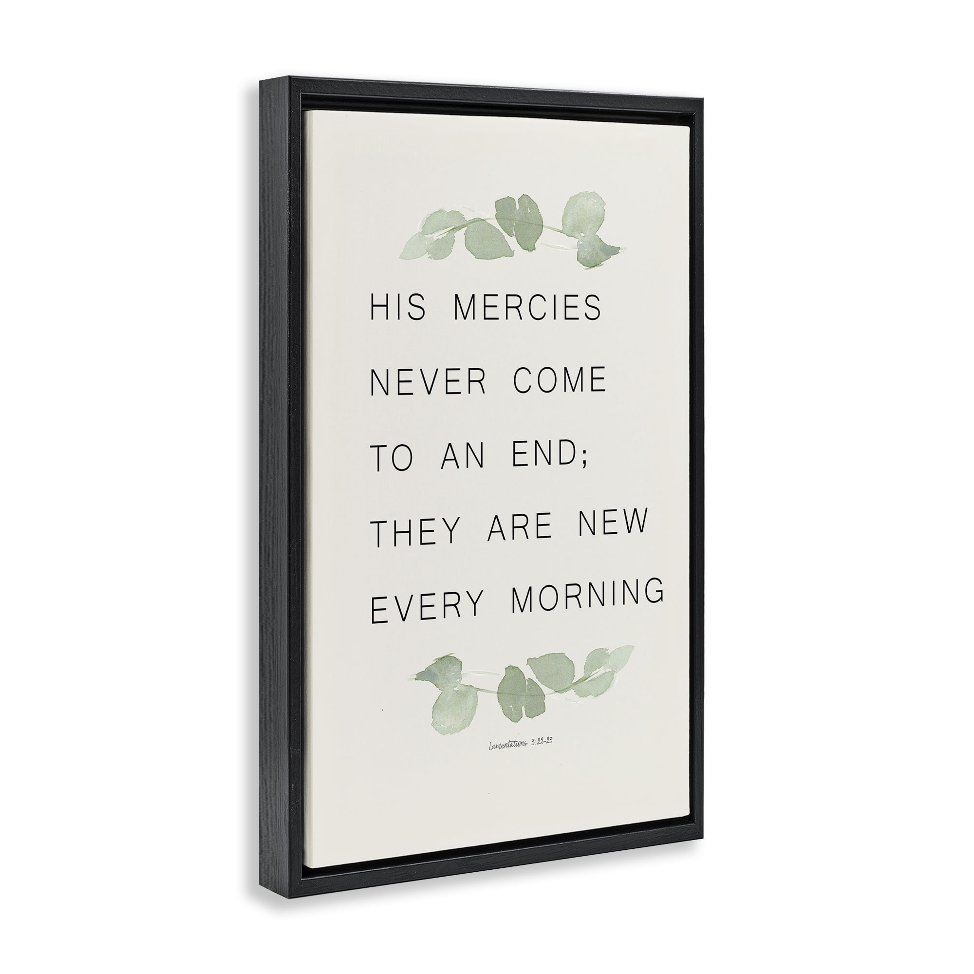 Stupell Industries Mercies New Every Morning Black Framed Floater Canvas Wall Art, design by Lucille Price