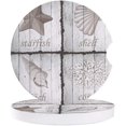 thumbnail image 1 of FMSHPON Theme Starfish Shell Conch Coral Retro Wood Grain Set of 6 Car Coaster for Drinks, Absorbent Ceramic Stone Coasters Cup Mat with Cork Base for Home Kitchen Room Coffee Table Bar Decor, 1 of 5