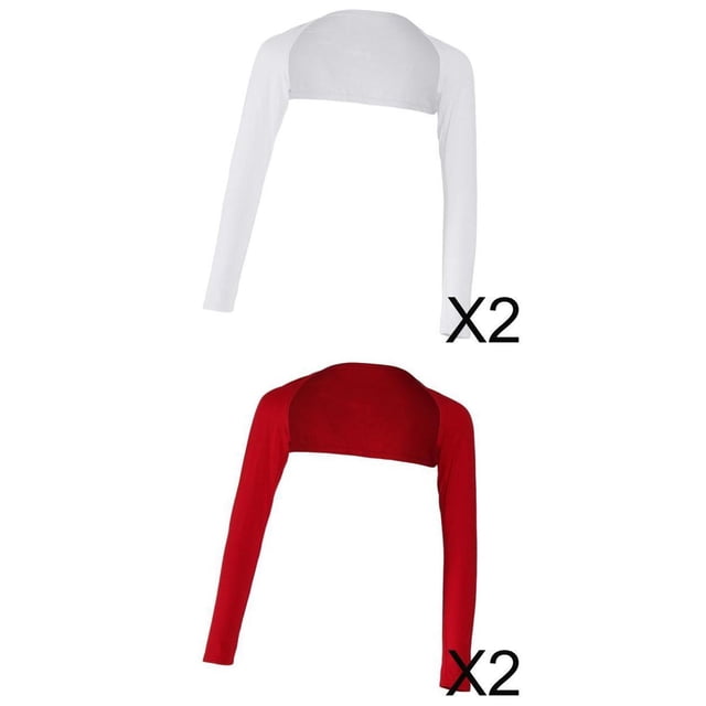 4x Musulmanas Islámicas Mujeres Ramadán Sólido Abierto Recortado Manga Larga Elástico Modal Brazo Cubre Hombros Hijab Tops blanco rojo