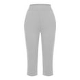 thumbnail image 6 of Hauaitttt Women's Casual Pants for Everyday Comfort Versatile Home and Sports Wear Classic Solid Color 3/4 Length Trousers Elastic Waist for Easy Fit Loose Womens Pants Elastic Waist plus Size Hiking, 6 of 6