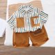 thumbnail image 2 of Odeerbi 6M-5Y Niños Trajes de Verano Rayas Algodón Manga Corta Camisa Pantalones Cortos Conjunto Color Block Pantalones Cortos Dos Piezas, 2 of 4