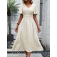 thumbnail image 4 of Vestido De Manga De Mariposa De Puntos Suizos, Elegante Vestido Con Cintura Fruncida Y Cuello En V Para Primavera Y Verano, Ropa De Mujer, 4 of 4