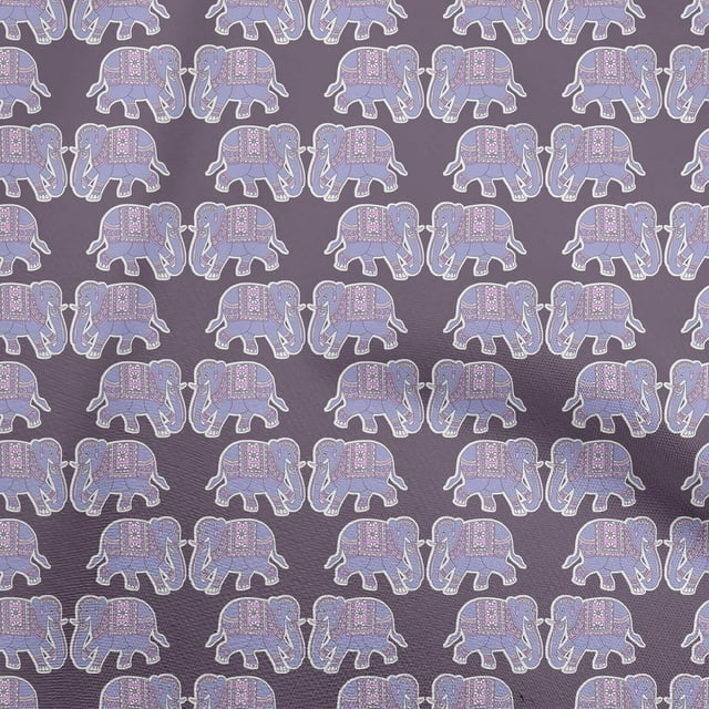 oneOone Cotton Flex Medium Purple Fabric Elephant Sewing Material Print Fabric By The Yard 40 Inch Wide
