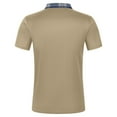 thumbnail image 5 of Mens Polo Shirts Casual Spliced Denim Lapel Short Sleeve Button Lapel Pocket Tops Loose Comfortable Business T Shirts for Man Khaki M, 5 of 5