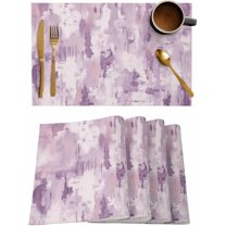 Placemats Set of 6, Cotton Linen Heat Table Mats Non-Slip Washable Abstract Retro Purple Tie-dye Placemat for Holiday Banquet Dining Kitchen Table Decor