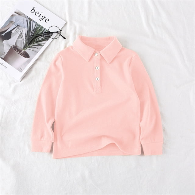 T-shirt Décontracté à Manches Longues pour Garçons, Printemps et Automne, Couleur Unie, Rose