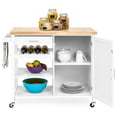 thumbnail image 2 of Best Choice Products Portable Kitchen Island Storage Cocktail Cart w/ Wood Top, Wine Shelf, Cabinet, Drawer, Towel Rack, 2 of 7
