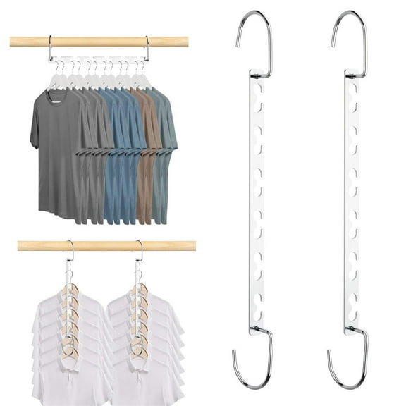 2 Pack Metal Space Saving Hangers,NOGIS Magic Hangers Hooks for Closet, Multiple Hangers in One, Space Saver Closet Organizers and Storage, Apartment College Dorm Room Essentials