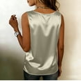 thumbnail image 4 of WULMLEO Women's Silk Satin Camisole Tank Tops V Neck Pleated Dressy Casual Sleeveless Blouses Summer Business Work Shirts Mint Green M, 4 of 5