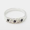 thumbnail image 4 of LBG British Made 10k White Gold Natural Sapphire & Cultured Pearl Womens Eternity Ring - 33 size options - Sizes 4 to 12 Available, 4 of 6