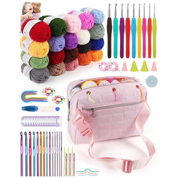Kit de ganchillo Aeelike para principiantes con hilo, ganchos y bolsa