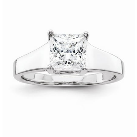 1.25 Ct Certified Diamond - Certified 1.25 Ct. Princess Cut Diamond Engagement Ring (H/SI1) in 14k White Gold