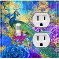 thumbnail image 1 of Metal Light Switch Plate Outlet Cover Peacock Crown Flower Damask PEA004, 1 of 13
