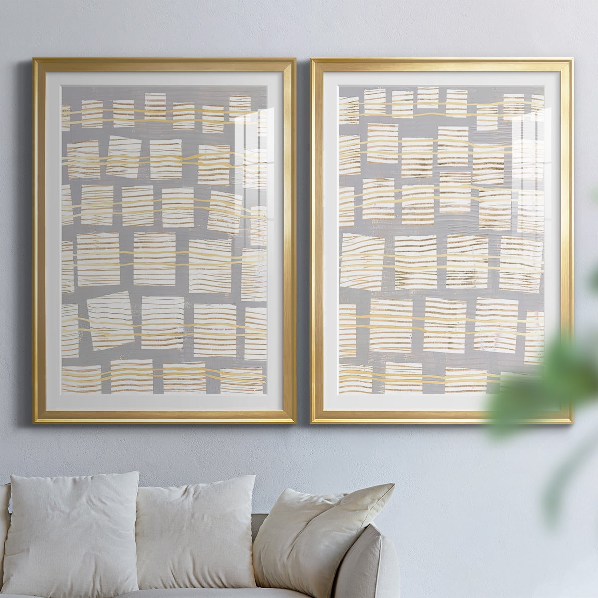 Wexford Home Networks I Premium Framed Print, 22.5" x 30.5" - Ready to Hang, Gold (Set of 2)
