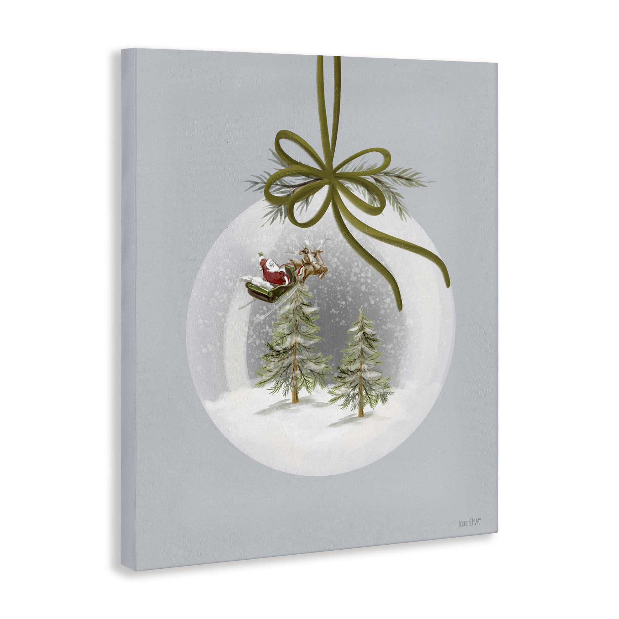 Stupell Industries Santa Sleigh Snowglobe Holiday Painting Gallery Wrapped Canvas Art Print Wall Art, 24 x 30