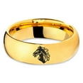thumbnail image 2 of Tungsten Bronco Horse Horses Equestrian Equine Equidae Band Ring 7mm Men Women Comfort Fit 18k Yellow Gold Dome Polished, 2 of 4