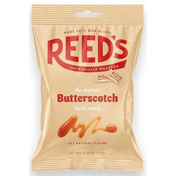 Reeds Individually Wrapped Butterscotch Hard Candy | Traditional Butterscotch Hard Candy | Creamy and Buttery Old-Fashioned Butterscotch Hard Candy Brought To You By Iconic Candy | 6.25oz Peg Bag