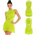 thumbnail image 2 of iiniim Lyrical Dance for Women Rhinestone Figure Skating Dresses Sleeveless Ballet Dancewear Fluorescent Yellow L, 2 of 7