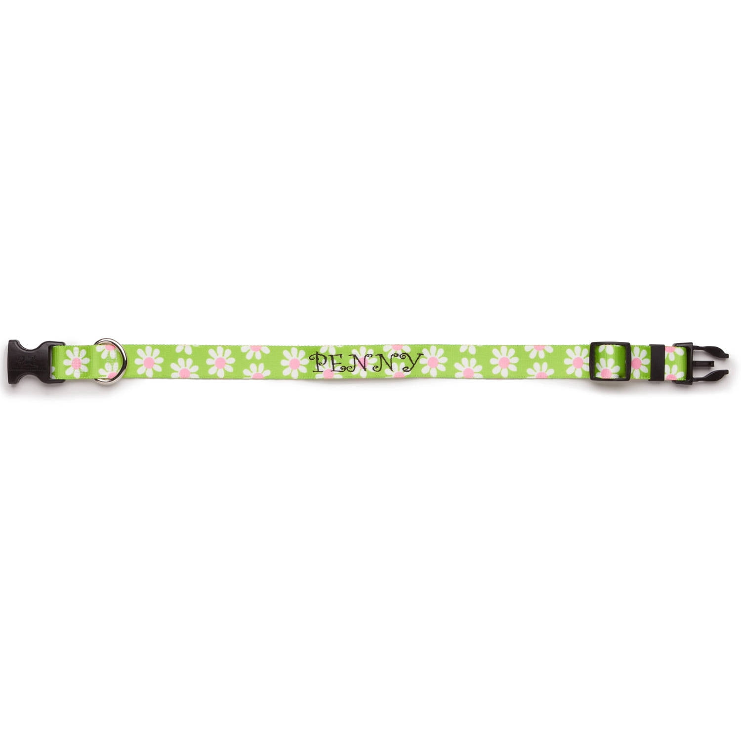 Personalized Green Daisy Dog Collar, Small - Multiple Sizes