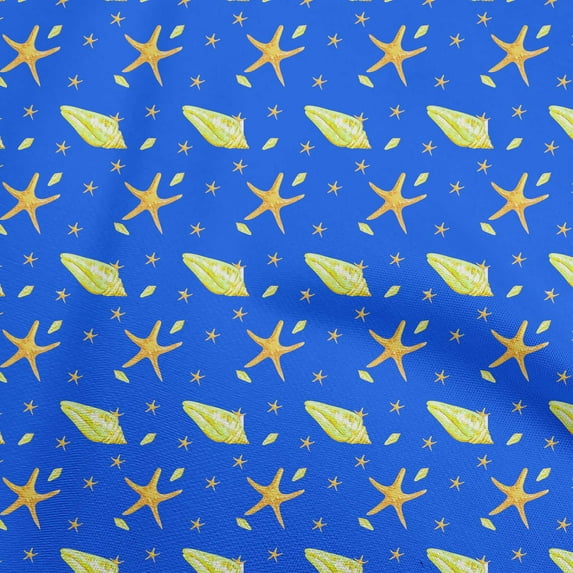 oneOone Cotton Jersey Blue Fabric Ocean Watercolor Starfish Craft Projects Decor Fabric Printed By The Yard 58 Inch Wide