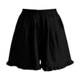 thumbnail image 4 of ClodeEU Women's Summer Elastic Waist Ruffle Hem Shorts,Casual Comfy Loose Fit Linen Cotton Shorts with Pockets Black,Women's Plus M, 4 of 8