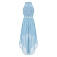 thumbnail image 2 of YUUMIN Kids Girls Shiny Beaded Halter Wedding Party Floral Lace Jumpsuit Chiffon Sleeveless Romper Sky Blue 8, 2 of 6