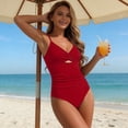 thumbnail image 6 of UTSJKR Women's Starfish Accent Cutout One-Piece Swimsuit, Halter Neck Sleeveless Bathing Suit with Ruched Waist Red XXL, 6 of 6