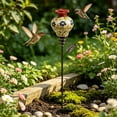 thumbnail image 3 of Clearance! Vintage Ceramic Hummingbird Feeder Garden Stake, Flower Nectar Decorative Floral Nectar Feeder for Hummingbirds, Decor for Backyard & Outdoor (Blue flowers), 3 of 7