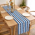 thumbnail image 3 of Coastal Shark Table Runner - 108 Inch Long, Kitchen Dining Table Runner Dresser Scarves, Ocean Navy Blue White Stripe Geometric Farmhouse Decor for Coffee Tables Wedding Party Banquet, 3 of 8