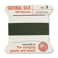 thumbnail image 5 of Griffin Silk Bead Cord Perlseide – Olive Color – Size 3 (0.50mm) – 2 Meters per Card – Stainless Steel Needle Attached – for Knotting Pearls, Gemstones, Crystals and Beads, 5 of 5