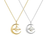 Planet and Moon Pendant Necklace Set - 2pcs Elegant Necklaces for Women