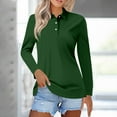 thumbnail image 2 of TODOZO Clearance Sale!! Women's Polo Shirts Cotton 3-Button Long Sleeve Collared Tops Summer Cool Shirt Uniform Casual Shirts Women's Short Sleeved Slim Casual Fashion Top Green 3Xl, 2 of 5